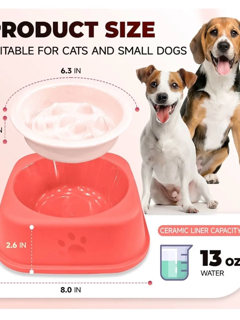 Slow Feed Dog Bowl - Red Slow Feeder for Dogs